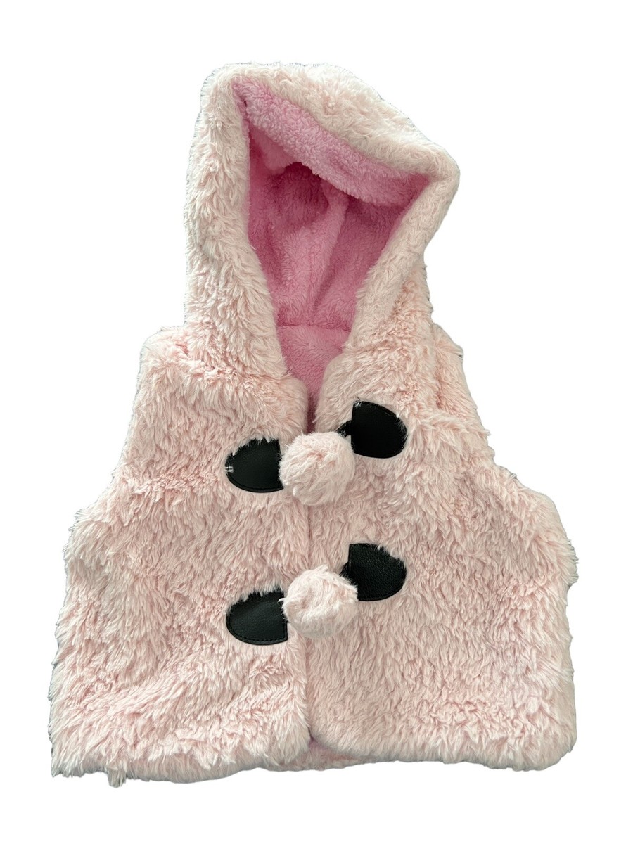 Toddler London Bridge Hooded Sherpa Vest Light Pink Outer Dark