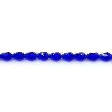 Cobalt Blue Transparent- 50 7x5 mm Teardrop Czech Glass Fire Polish Beads