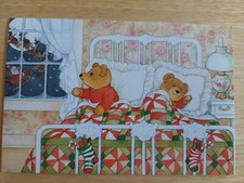14 American Greetings Christmas Cards Teddy Bear Bedtime w Decorated Envelopes