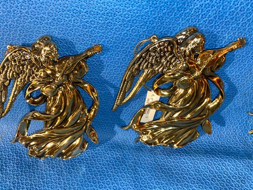 Set of 10 Gold Tone Hanging Angel Christmas Ornaments - Picture 7 of 9