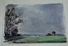 Franz Ehmke*1928 -2018 DDR Painter Twilight Over the Fields Blankenfelde