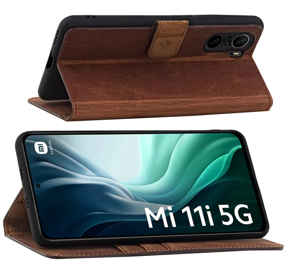 Custodia per Xiaomi Mi 11i 5G A Libro IN Pelle Protettiva Anticato Caffè - Immagine 4 di 4