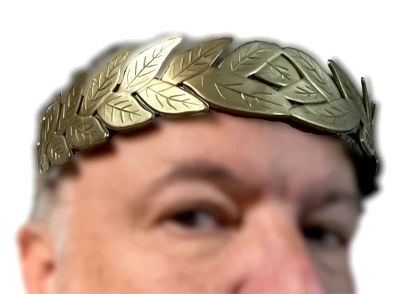 DIADEMA HOJA LAUREL DORADA Plástico Romano César Griego Disfraz Toga Diosa Corona Foto 2 de 4