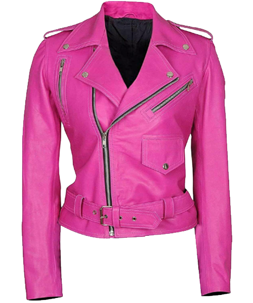 Pink Bombshell Vintage Moto:100% Authentic Hot Genuine Leather Pink Biker  Jacket