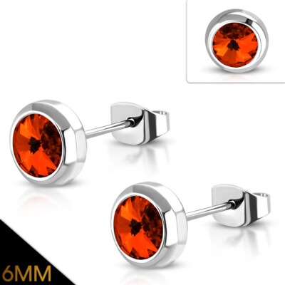 Edelstahl Ohrringe 6mm Ohrstecker Zirkonia Stainless steel earrings y-ebe047