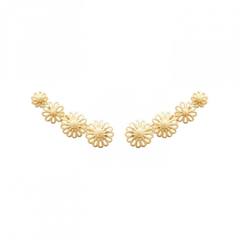 Ear cuff fleur ajouré plaqué or 18k, le bijou idéal des soirées d'été