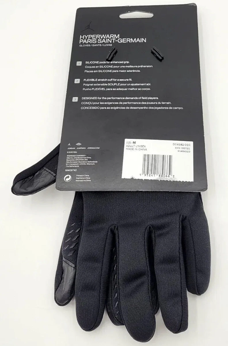 Nike Air Jordan Paris Saint Germain PSG Black Hyperwarm Gloves DC4182 010 Mens M