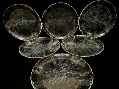Arcoroc Canterbury Crocus Set Of 6 Floral Clear Glass Dinner Plates 10 3/4" | eBay