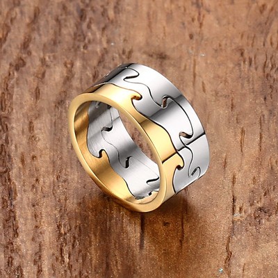 9.5mm Silver/Black Gold Plating Stainless Steel Band Men's Wedding Rings Sz 8-11