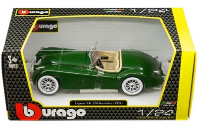 BBURAGO 1951 JAGUAR XK120 ROADSTER 1/24 DIECAST MODEL CAR GREEN 22018 GRN