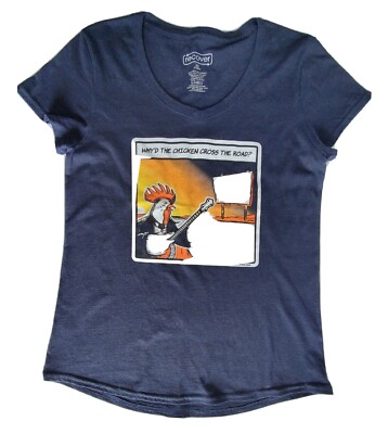 Recover Women's ''Why'd the Chicken Cross the Road'' Novelty T-Shirt Size XS