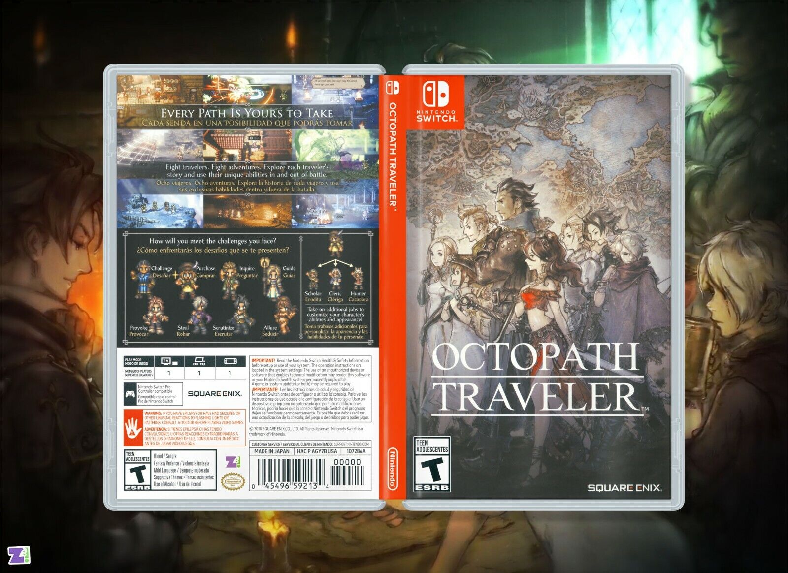 Octopath Traveler Replacement Case: Double-Sided Insert for Nintendo Switch