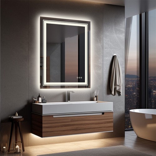 LUVODI Dual Light LED Illuminated Bathroom Mirror Anti-fog Shatterproof Aluminum - Picture 6 of 26