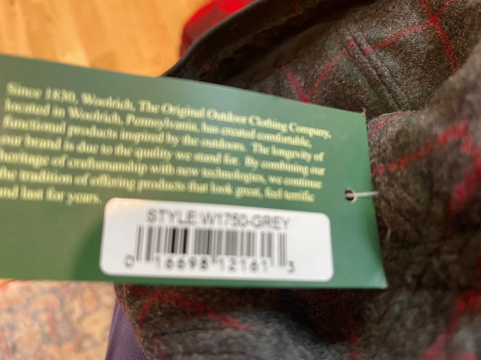 Woolrich Stormy Kromer 帽子全新带标签灰色和红色 M/S 码 — 第 2/4 张图片