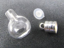 Bottle Flask Clear Glass Vial 1inch Charm Cremation Ashes US Seller T