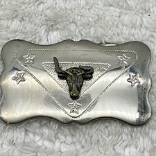 Vintage Western Belt Buckle Longhorn Steer Chambers Belt Co. Fits 1.5" Belt