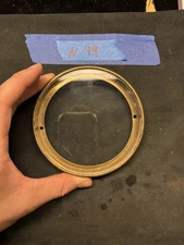 (N49) Antique French Mantle Clock Back Bezel Door Brass & Beveled Glass