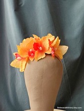Orange Flowers Headband Fascinator Melbourne Cup Race Day Wear Wedding Guest