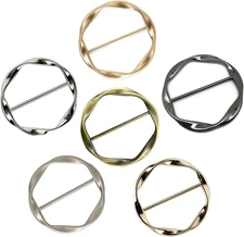 6 PCS Scarf Ring Clips Waist Buckle Clip T-Shirt Tie Pin Clip for Women Fashion