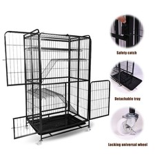 4-Tier 54 Inch Cat Cage Collapsible with Wheels for Adult Cats Kitten Chinchilla