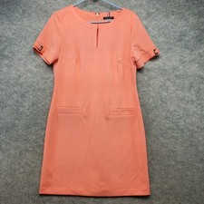 Tommy Hilfiger Dress Women's Size 10 Coral Orange Short Sleeve False Pockets