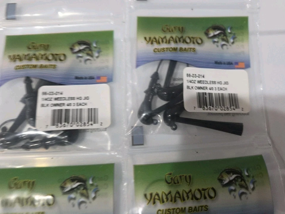 Lot of 4- Gary Yamamoto Weedless Bass Jig 1/4oz Blak Owner 4/0 Soft Plastic Lure - Image 4 of 4