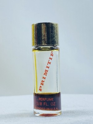 Vtg Max Factor Perfume Primitif Mini 1/8 0z Bottle Appx 20% Left 2.125  Tall