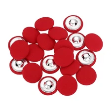 20Pcs Fabric Cloth Covered Button, 18mm 28L Metal Shank Buttons, Red