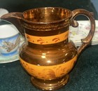 Antique Victorian Staffordshire Pottery Copper Luster Ware Jug/Pitcher