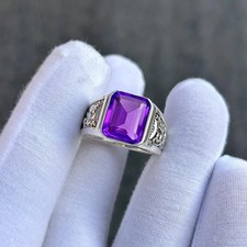 Turkish Amethyst Ring Solid 925 Sterling Silver Men s Statement Signet Jewelry