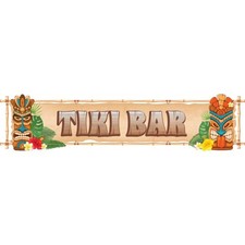 Tiki Bar Masks PVC Party Sign Decoration 110cm x 26cm