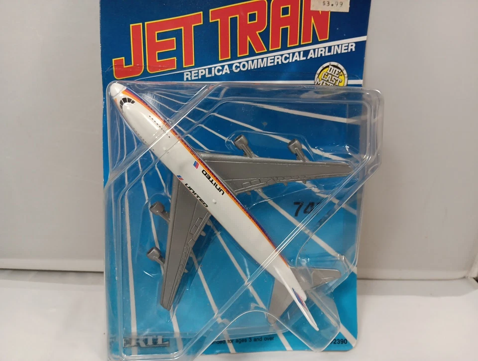 ERTL 1987 JET TRAN 747 United Airlines # 2390 -  6.5"  SEALED Die Cast - Image 3 of 4