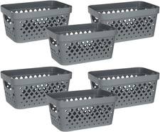 Plastic Baskets for Organizing, Set of 6 Pantry Storage for Under Counter, Lin