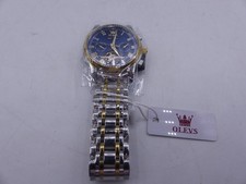 OLEVS 6607G MENS SILVER GOLD BLUE STAINLESS STEEL AUTOMATIC MECHANICAL WATCH