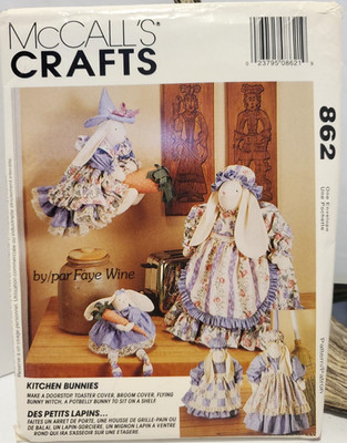 McCall's Crafts 862 Sewing Pattern Kitchen Bunnies Dolls Covers Faye Wine UNCUT