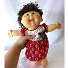 Vintage 1990 Cabbage Patch Kids Doll Hasbro First Edition Christmas Dress Brown
