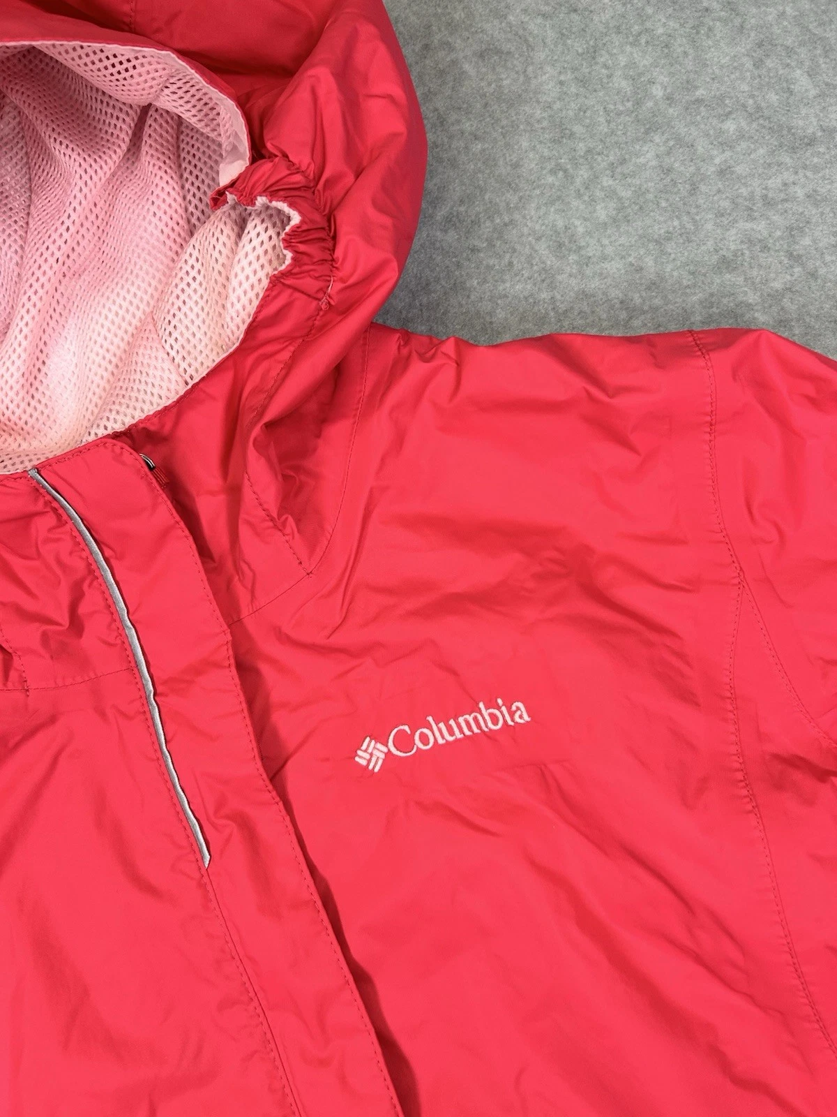 Columbia Kids Hooded Jacket Pink Water Resistant Mesh Lining L 14/16