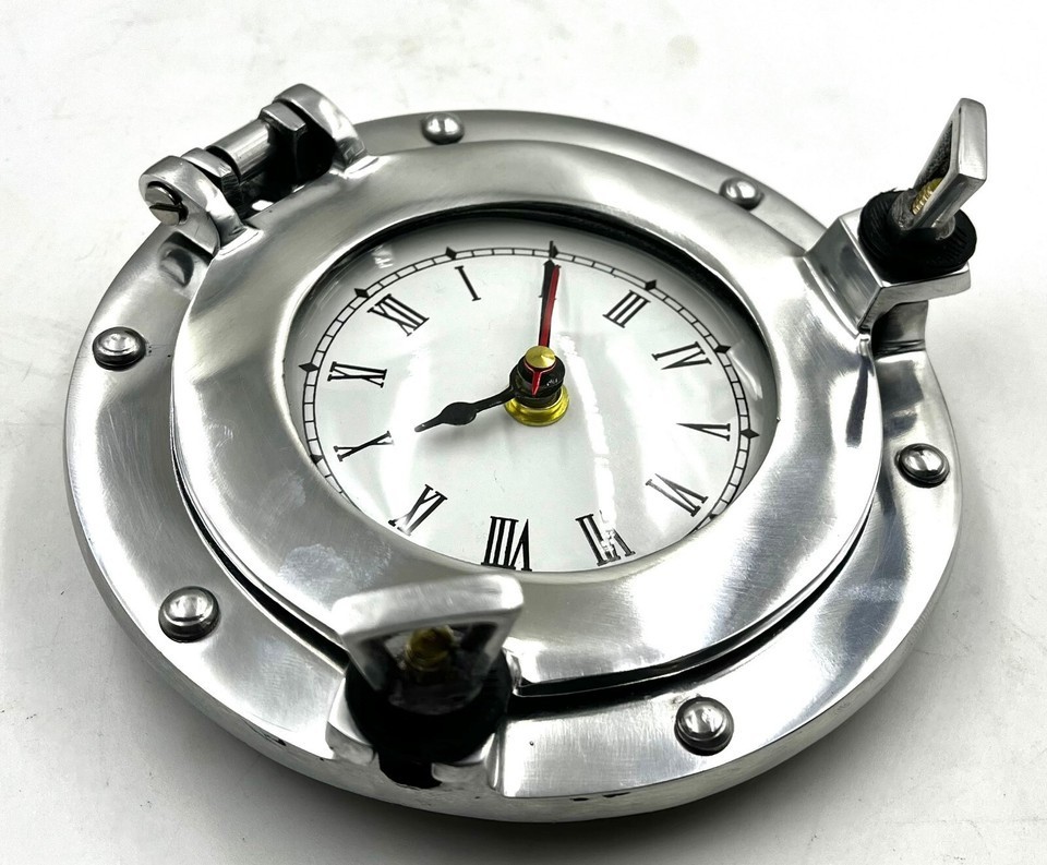 Nautical 6" Silver Ship Porthole Clock Marine Wall Decor Metal Vintage gift item