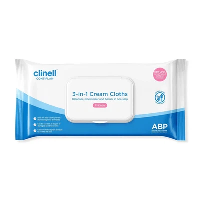 Clinell Incontinence Cleansing Cloths with Barrier Cream Wipes Pack of 25 Uk