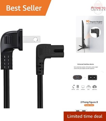 Power Cord 10ft for LG Samsung Sony Sharp TCL 2-Prong AC Wall-Mount TV