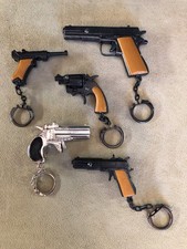 Set Of 5 Metal Key Chain Firing Guns