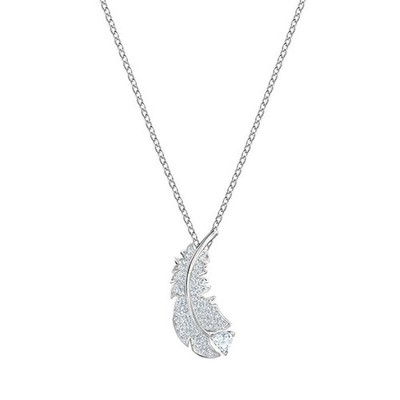 Swarovski Feather Necklace for Women Crystal Light Feather Sparkling