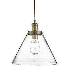 Image of Antique Brass Ceiling Fitting Pendant Light Fitting Glass Shade Home Lighting