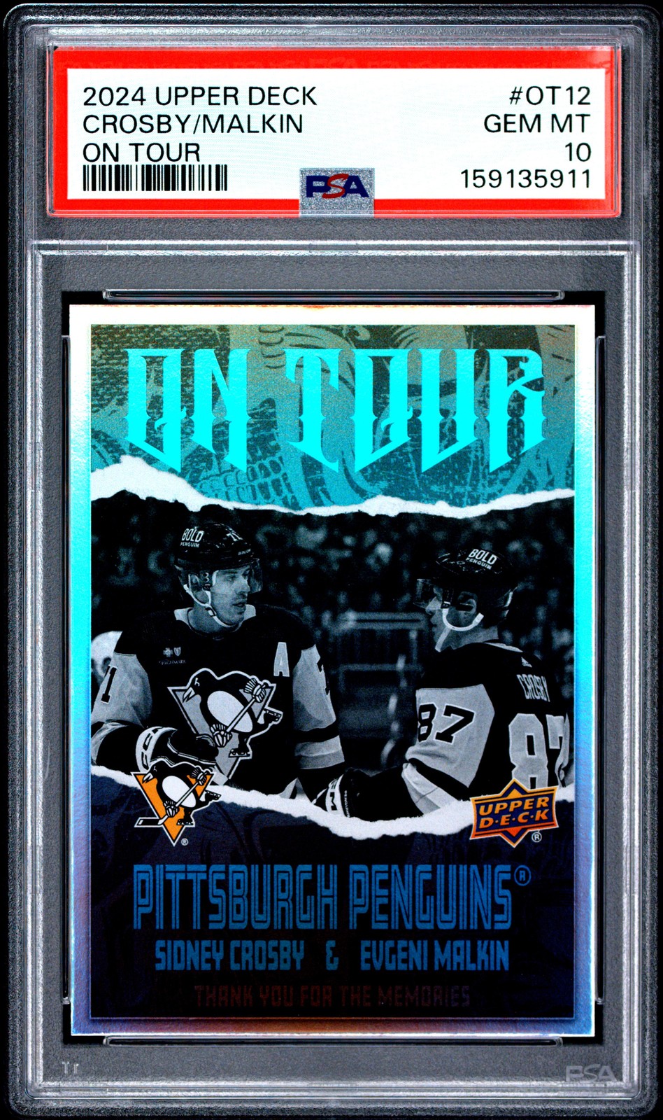 2024 UPPER DECK ON TOUR #OT12 EVGENI MALKIN/SIDNEY CROSBY PSA 10