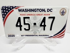 Plaque d'immatriculation MAGA REAL NEUF Washington DC 60TH TRUMP PRESIDENTIAL INAUGURAL 2025 NEUF