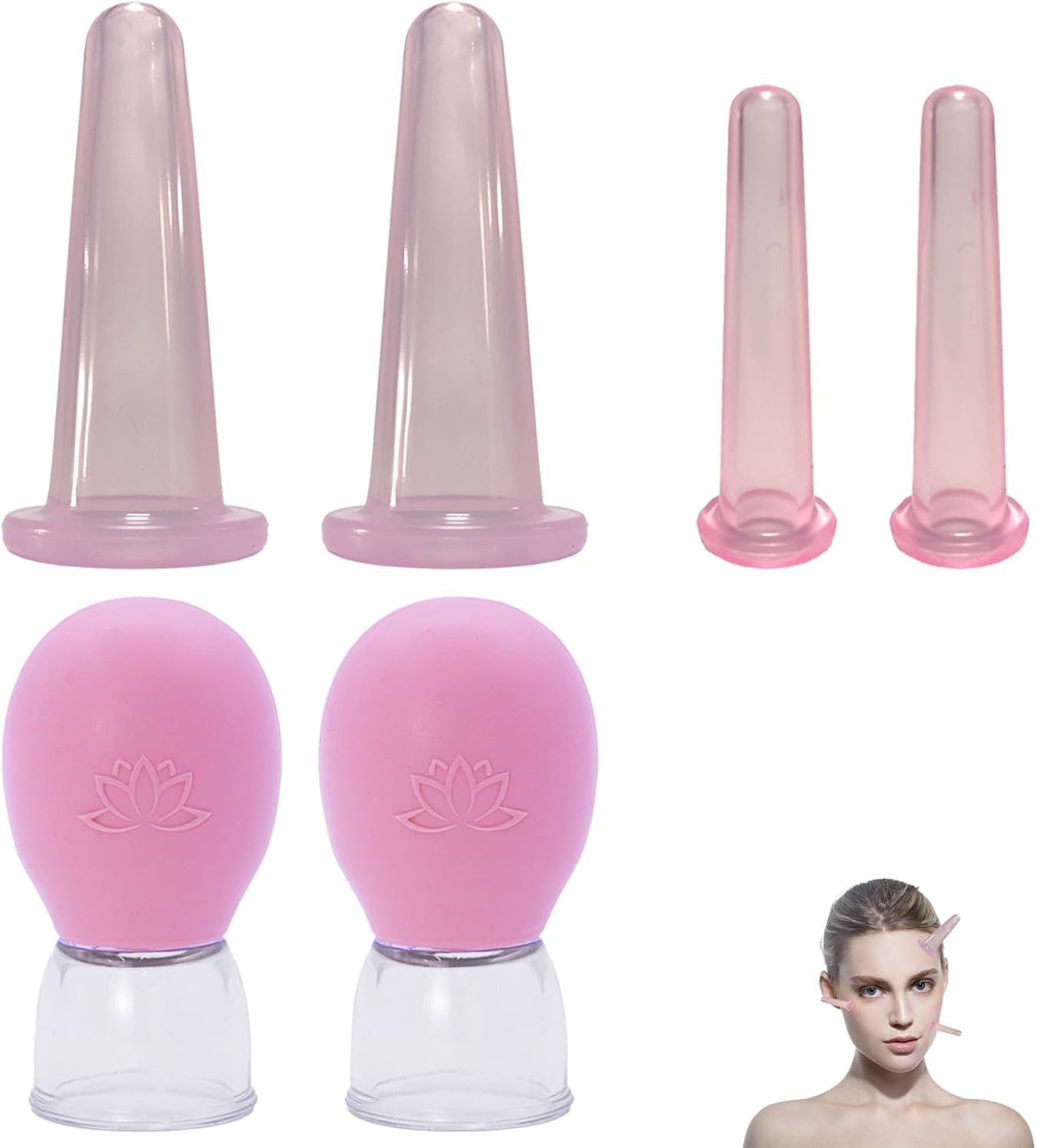 6 Stück Schröpfen Gesicht, Facial Cupping Schröpfen Silikon, Facial Cupping Set