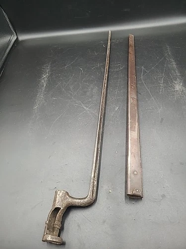 Civil War Era US Socket Bayonet W/Scabbard – Model Unknown, Heavily Worn. MG