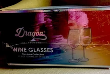 Dragon  wine Glasses The Aura Collection. (2)- New And sealed In box