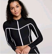 Calia Crop Rashguard Black Long Sleeve Womens Size XXL Full Zip