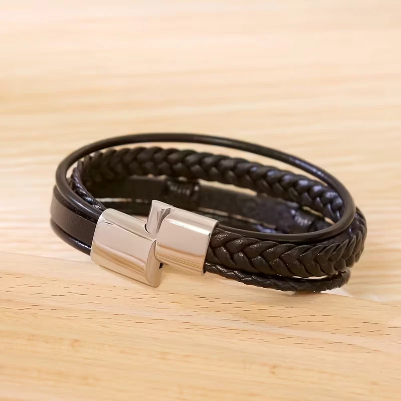 Men's Guitar Bracelet | Braided Faux Leather Wrisband | Rock Style Gift - Image 3 of 3